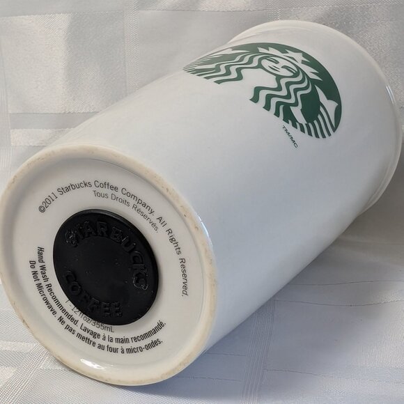 2011 STARBUCKS COFFEE COMPANY LIDDED CERAMIC TRAVEL MUG 355ML OR 12 FL OZ TEA - Picture 14 of 16